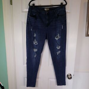 Hybrid Company Distressed Skinny Jeans Size 18 High Rise Stretch Denim